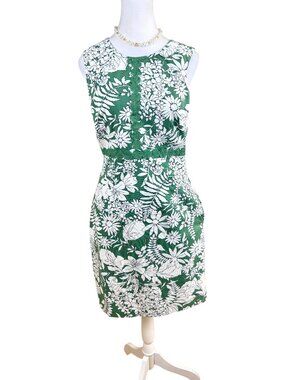 Boden Dress Cotton Classic Green White Floral Sleeveless (6)
